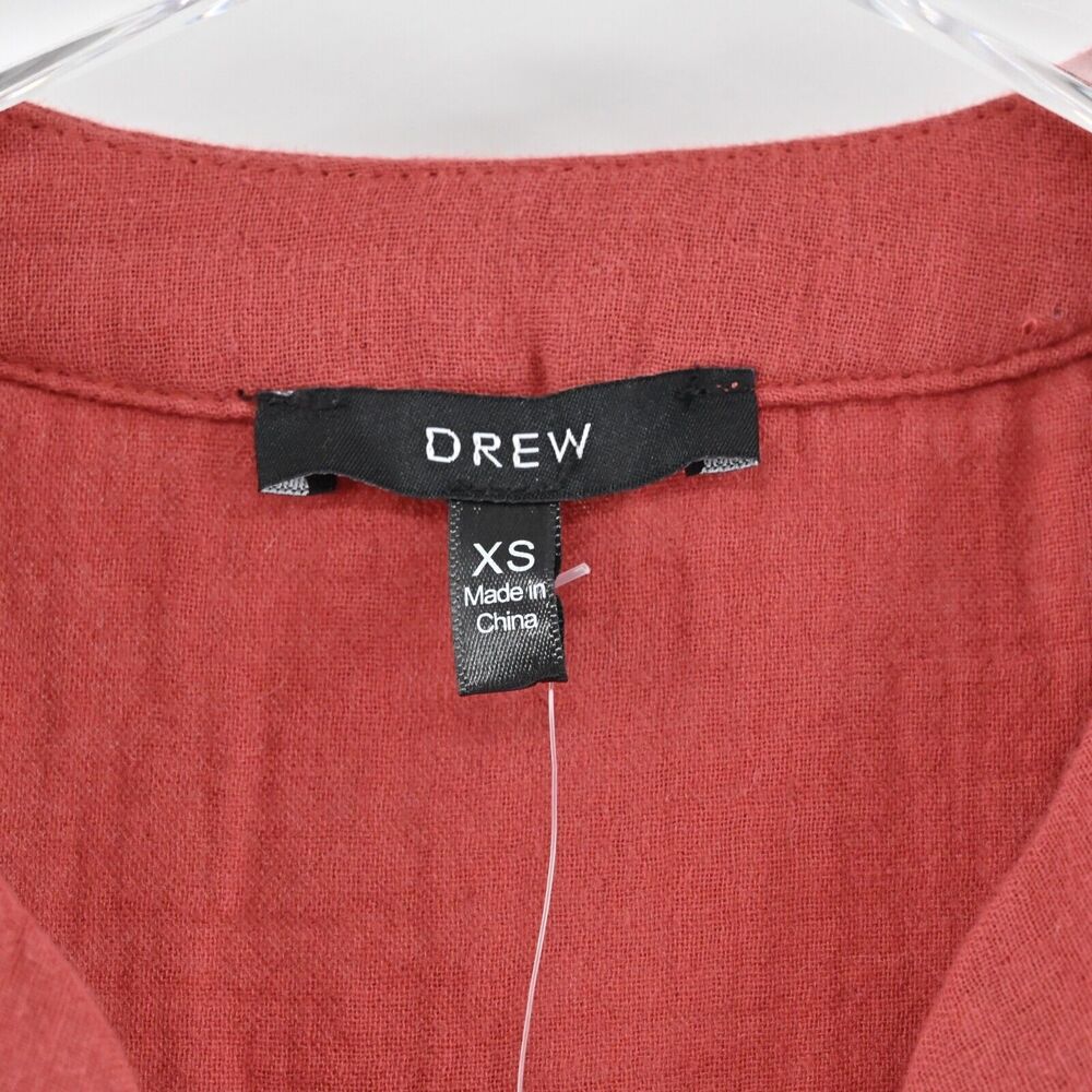 DREW Dress Sz XS Burnt Orange Cotton Tier Ruffle Amber Belt Button ANTHROPOLOGIE - Picture 8 of 13